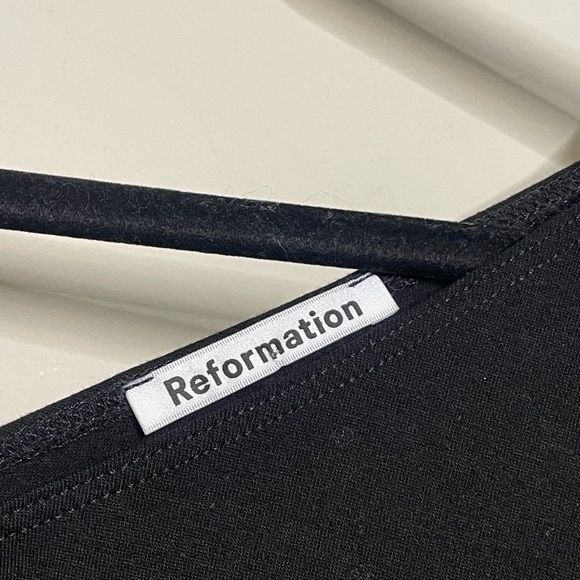 REFORMATION Les Asymmetrical Neck Long Sleeve Top in Black - Picture 6 of 8